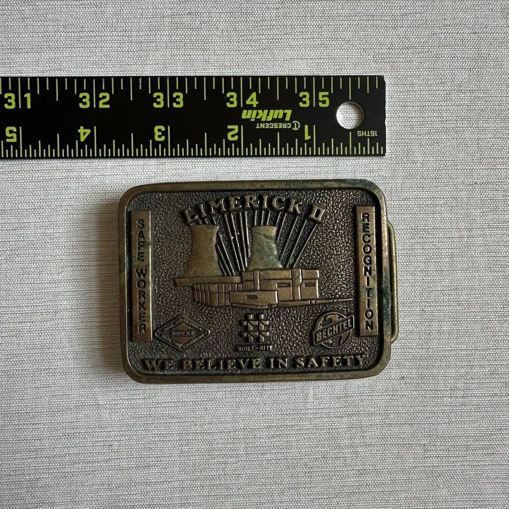 BECHTEL LIMERICK II, We Believe in Safety Solid Brass Belt Buckle BTS 1983